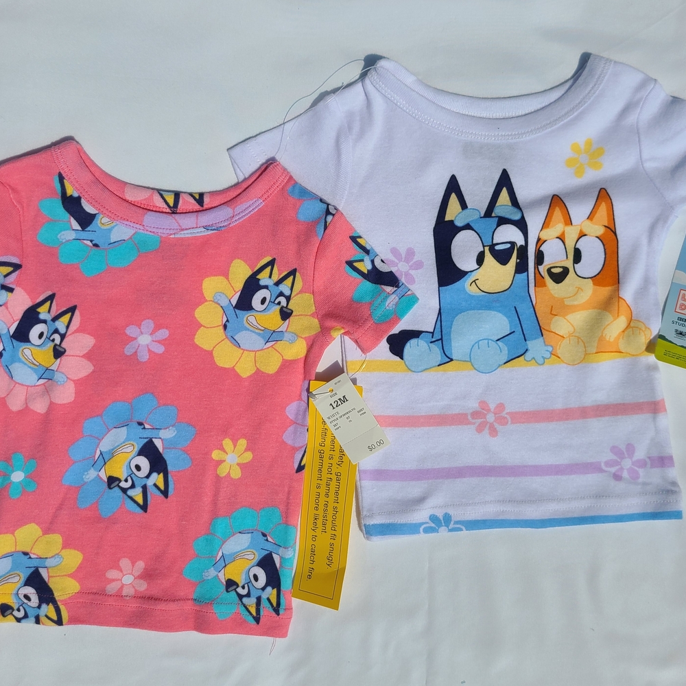 Bluey Short Sleeve Tee Set for Kids - Pink & White